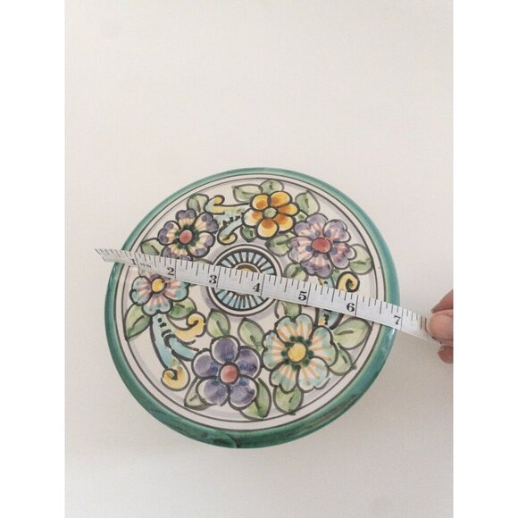 Handmade D' Acunto Vietri Italian Ceramic Floral Round Box 6" Diameter - Picture 5 of 15